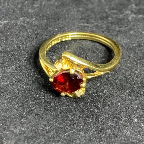 Vintage Lind 24KT HGE Garnet And Diamond Ring - Picture 6 of 10